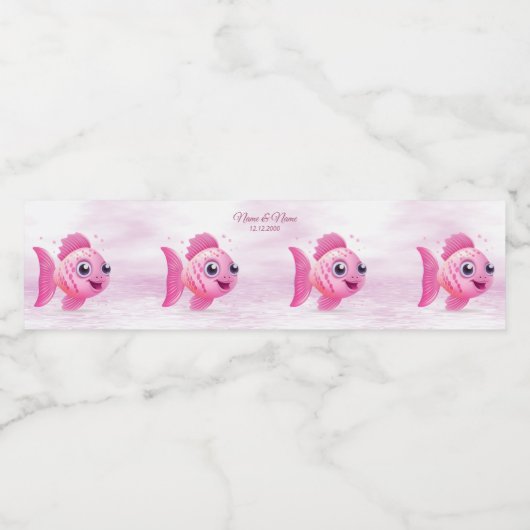 Roze Vis Water Fles Etiket (Enkel label)