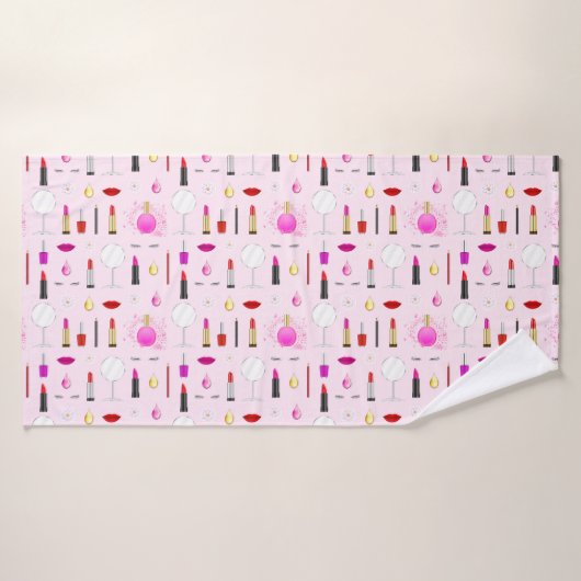 Roze Visagist Glam Patroon Bad Handdoek (Badhanddoek)