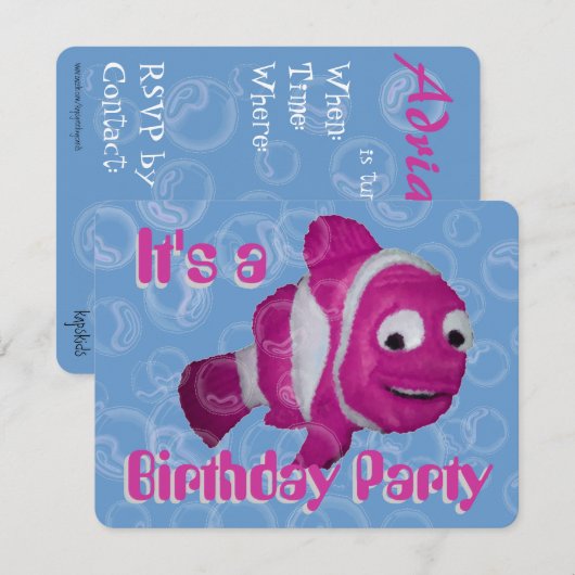 Roze visfeestdag kaart (Voorkant / Achterkant)