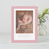 Roze visgraat tweed lijst eenvoudige foto geboorte aankondiging (Staand voorkant)