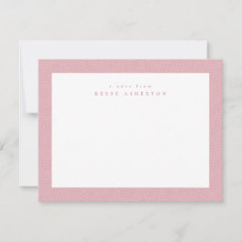 Roze visgraat tweed schattig eenvoudig persoonlijk notitiekaartje