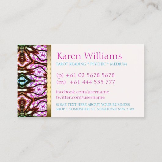 Roze Visionary Goddess Tarot Visitekaartjes (Achterkant)