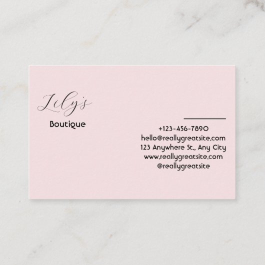 Roze visitekaartje (Achterkant)