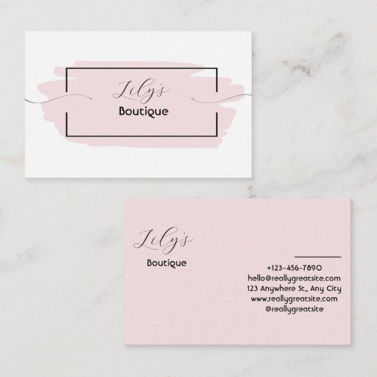 Roze visitekaartje (Voorkant / Achterkant)