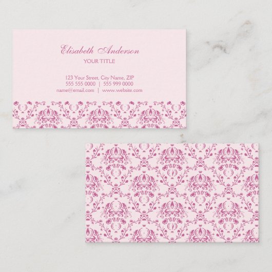  roze visitekaartje (Voorkant / Achterkant)