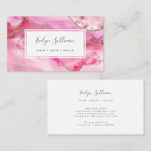 roze visitekaartje en goudgrijs (Voorkant / Achterkant)
