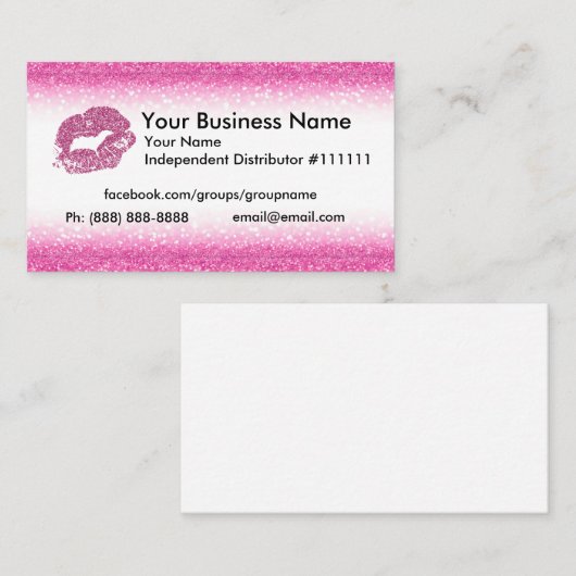 Roze Visitekaartje Glitter (Voorkant / Achterkant)