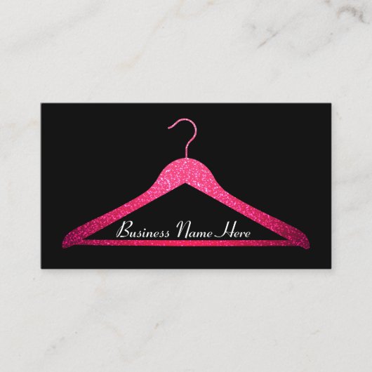 Roze Visitekaartje Glitter Hanger (Voorkant)