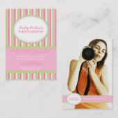 Roze Visitekaartje met groene strepe fotograaf (Voorkant / Achterkant)