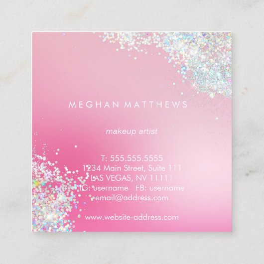 Roze Visitekaartje met pierkant voor de Sparkle-st (Achterkant)