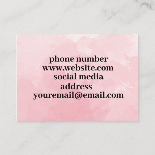 Roze visitekaartje met qr-code en logo (Achterkant)