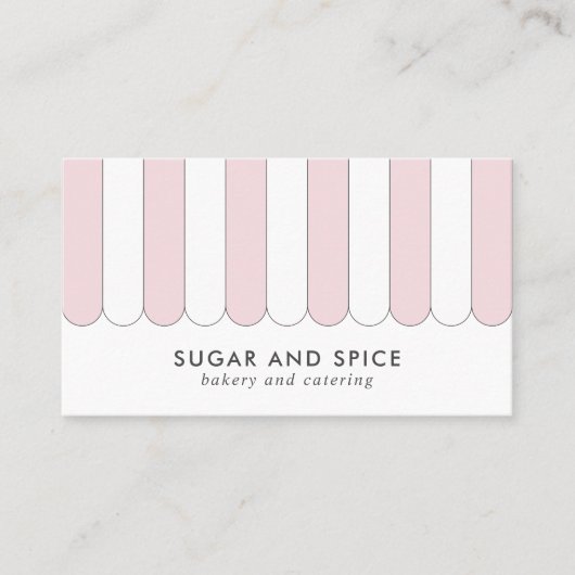 Roze Visitekaartje met striped winkel voorzijde (Voorkant)