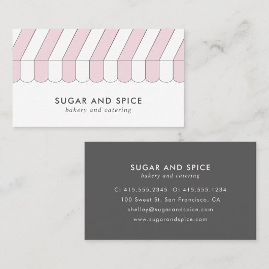 Roze Visitekaartje met striped winkel voorzijde (Voorkant / Achterkant)