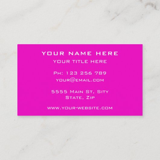 Roze Visitekaartje Uw Colour Font Naam Tekst Info (Achterkant)