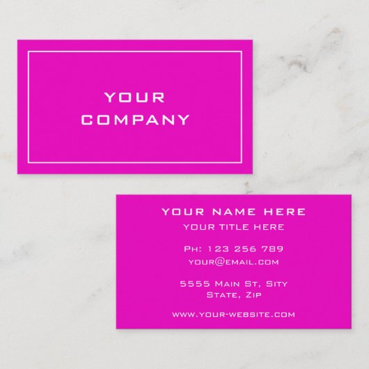 Roze Visitekaartje Uw Colour Font Naam Tekst Info (Voorkant / Achterkant)