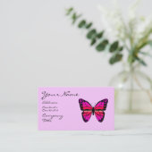 Roze Visitekaartje van Butterfly (Staand voorkant)