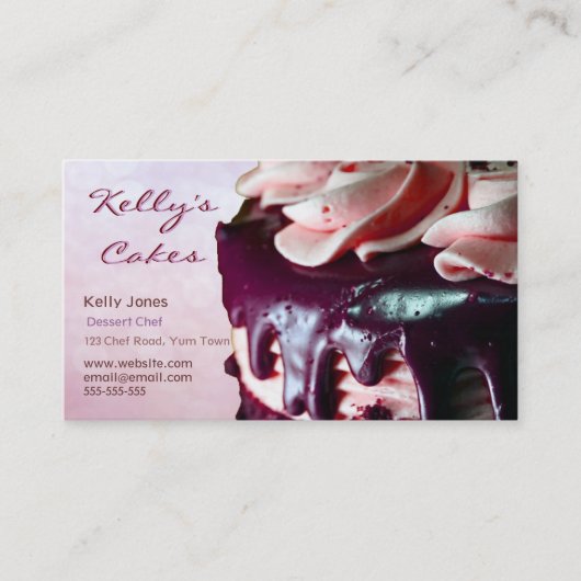 Roze Visitekaartje van chocolade-aardbei (Voorkant)