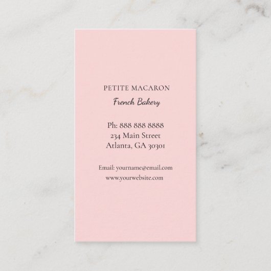 Roze visitekaartje van de bakkerij van de Cute Mac (Achterkant)