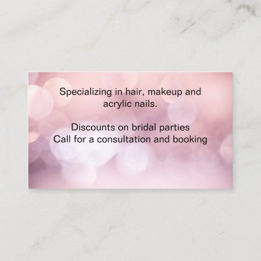 Roze Visitekaartje van een mooie Afrikaanse vrouw (Achterkant)