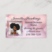 Roze Visitekaartje van een mooie Afrikaanse vrouw (Voorkant)