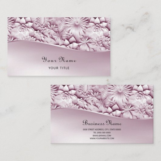 Roze Visitekaartje van Floral (Voorkant / Achterkant)