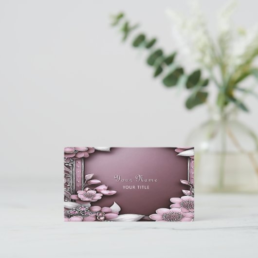 Roze Visitekaartje van Floral (Staand voorkant)