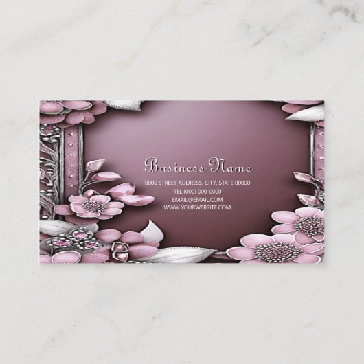 Roze Visitekaartje van Floral (Achterkant)