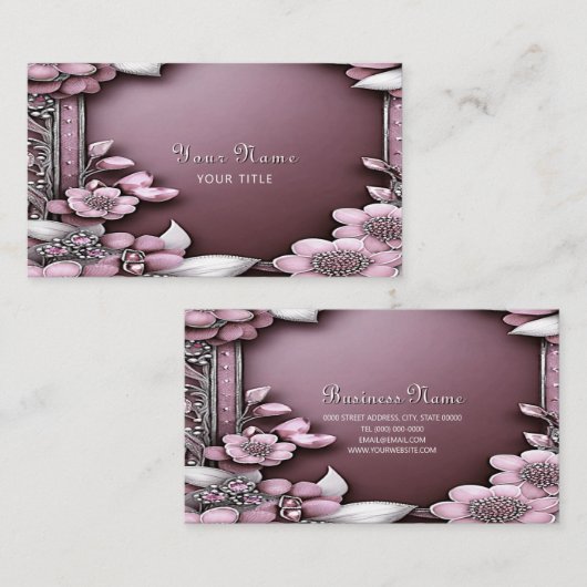 Roze Visitekaartje van Floral (Voorkant / Achterkant)