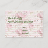 Roze Visitekaartje van Floral met strepen (Voorkant)