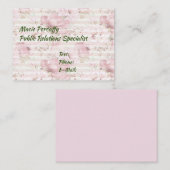 Roze Visitekaartje van Floral met strepen (Voorkant / Achterkant)