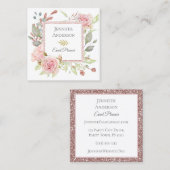 Roze Visitekaartje van glitter Floral (Voorkant / Achterkant)
