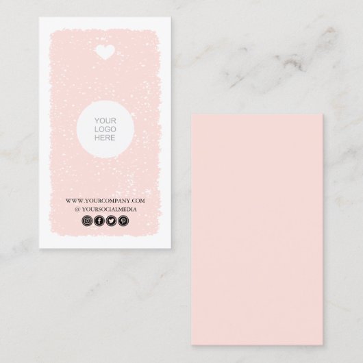 Roze Visitekaartje van het hart (Voorkant / Achterkant)