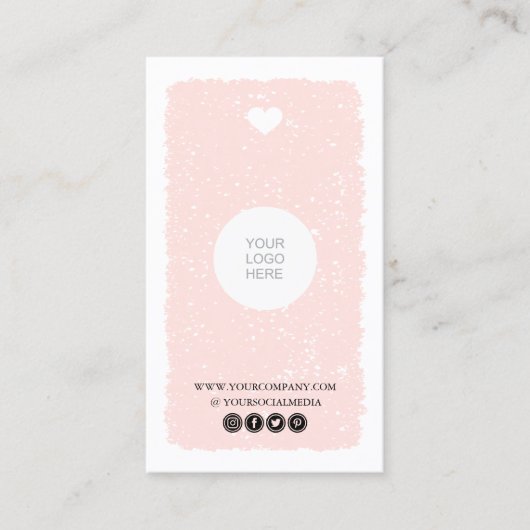 Roze Visitekaartje van het hart (Voorkant)