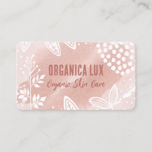 Roze Visitekaartje voor botanische huidverzorging (Voorkant)