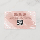 Roze Visitekaartje voor botanische huidverzorging (Achterkant)