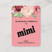 Roze Visitekaartje voor Floral Earring Display (Achterkant)