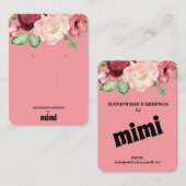 Roze Visitekaartje voor Floral Earring Display (Voorkant / Achterkant)