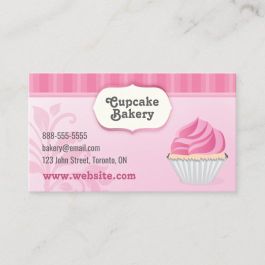 Roze Visitekaartje voor perskoeken (Voorkant)