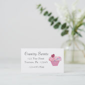 Roze Visitekaartje voor perskoeken (Staand voorkant)