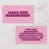 Roze visitekaartje voor vrouwen (Voorkant / Achterkant)
