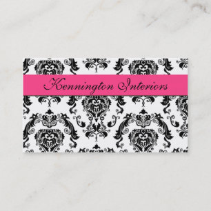 Roze Visitekaartjes met Black Damask Lace