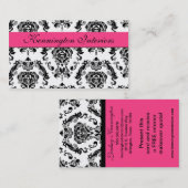 Roze Visitekaartjes met Black Damask Lace (Voorkant / Achterkant)