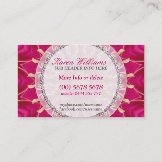 Roze Visitekaartjes met de Golden Solar Star (Voorkant)