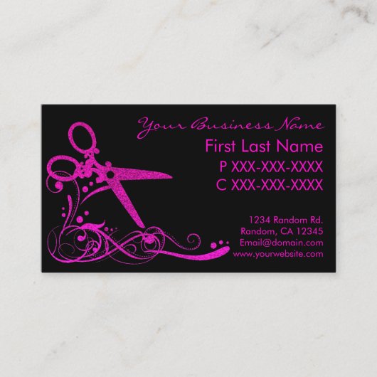 Roze visitekaartjes met zwarte zwaluw (Voorkant)