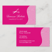 Roze visitekaartjes voor haarstylist (Voorkant / Achterkant)
