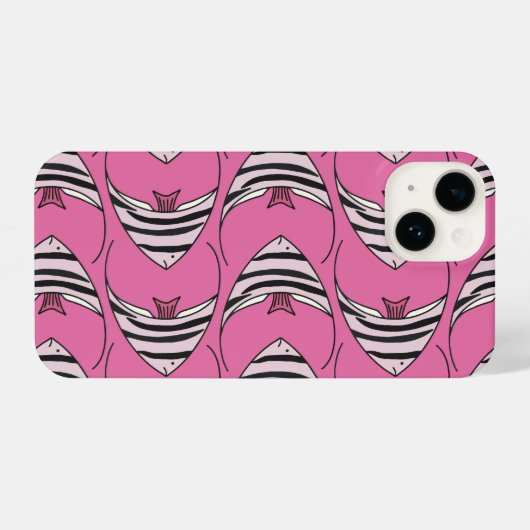 Roze vispatroon iPhone hoesje (Achterkant horizontaal)