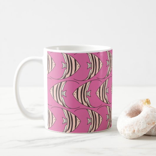 Roze vispatroon koffiemok (Met donut)