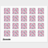 Roze vispatroon vierkante sticker (Vel)
