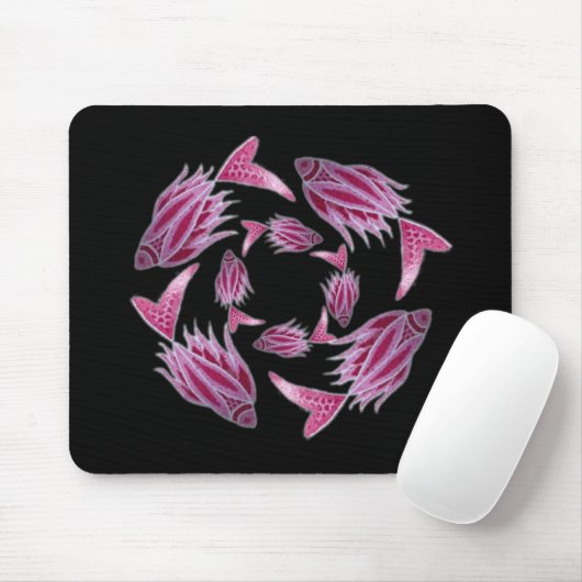 Roze visrondzendmousepad muismat (Met muis)