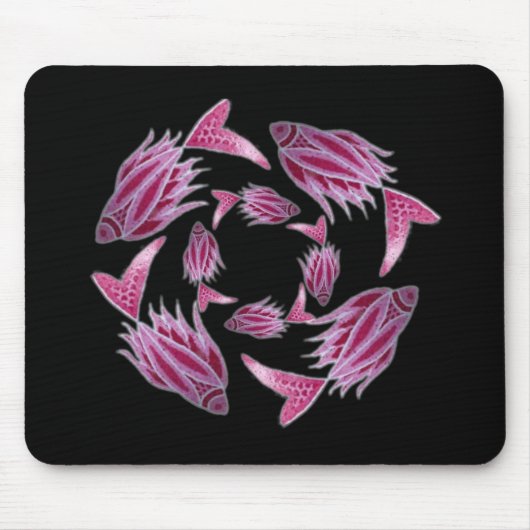 Roze visrondzendmousepad muismat (Voorkant)